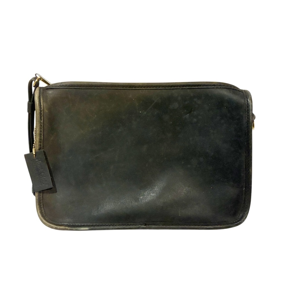 Hunt Club Black Leather Bag Clutch Gold Hardware‎